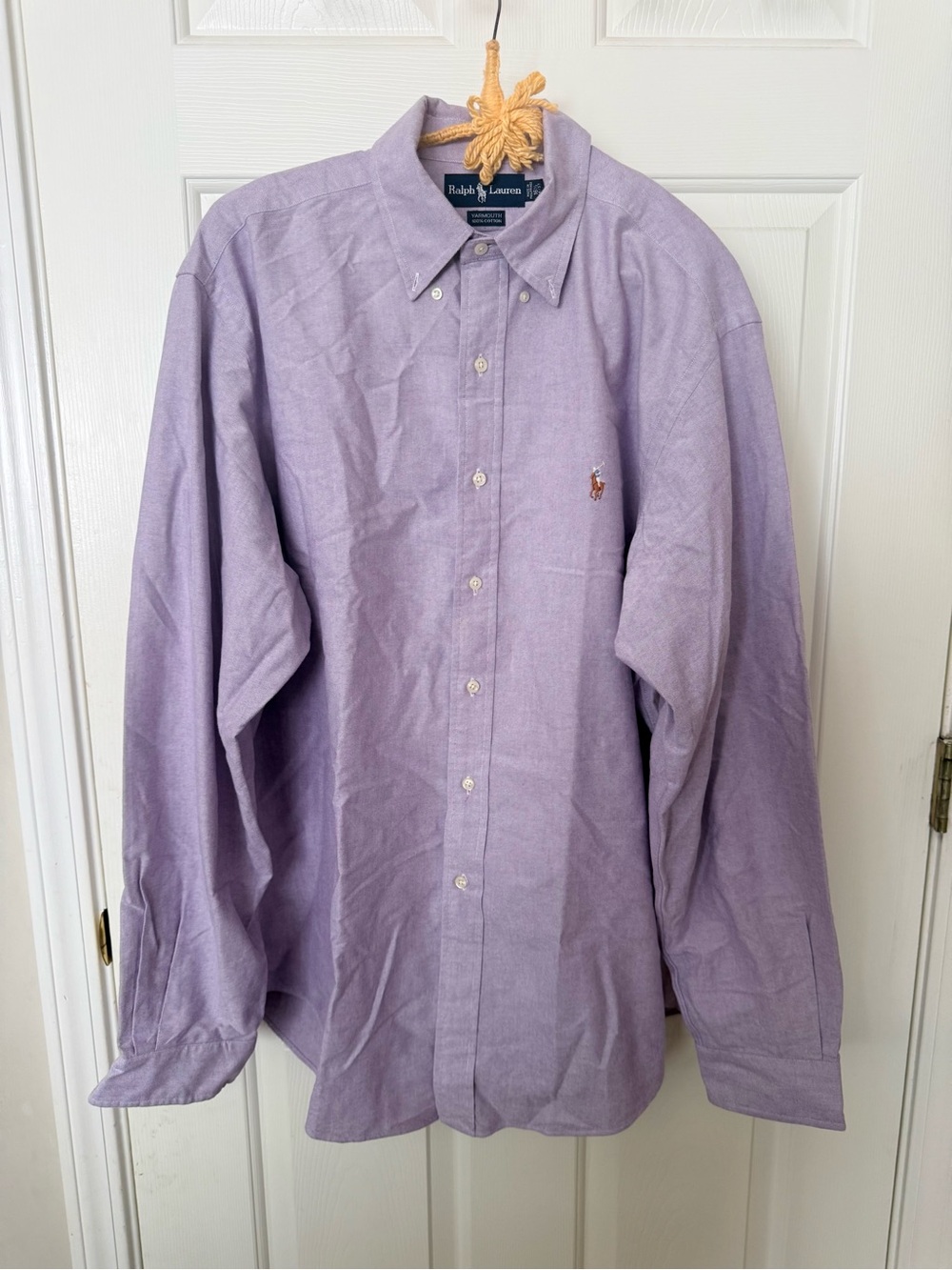 Vintage Ralph Lauren Men’s Lavender 36/37 16.5 Oxford Shirt Yarmouth 100% cotton